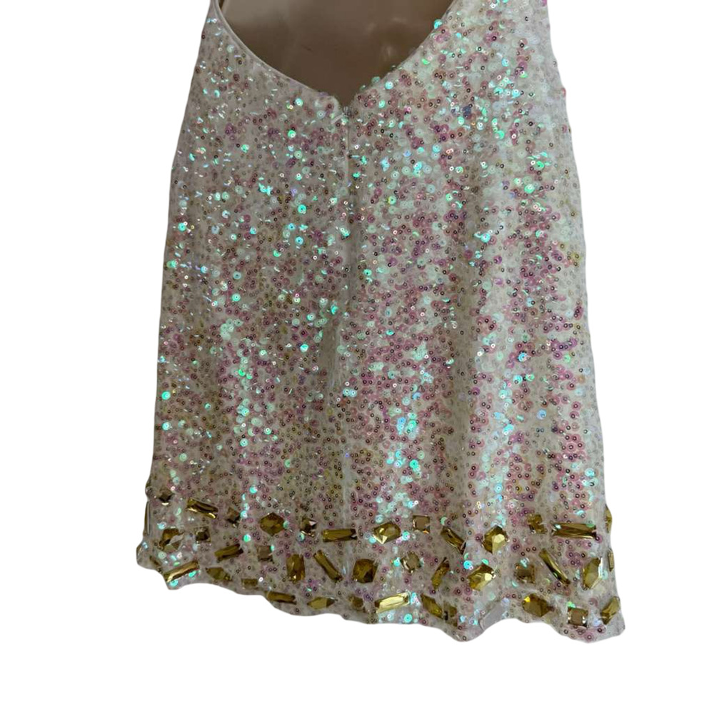 Alyce Paris Womens Sequin Mini Backless One Shoulder Prom Formal Dress Gown sz 4 - Picture 15 of 16